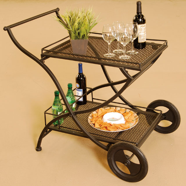 serving cart, metal, brown outdoor