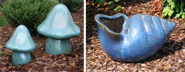 mushroom pottery, shell planter pot