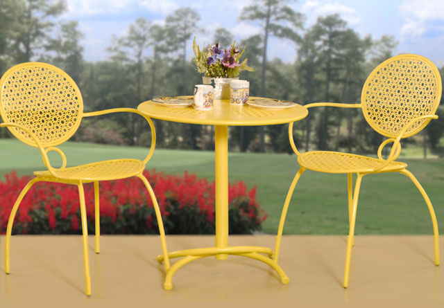 yellow patio set chic simple